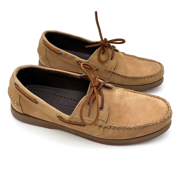 ALLEN EDMONDS Force 10 Suede Deck Boat Shoes Tan - Picture 1 of 13